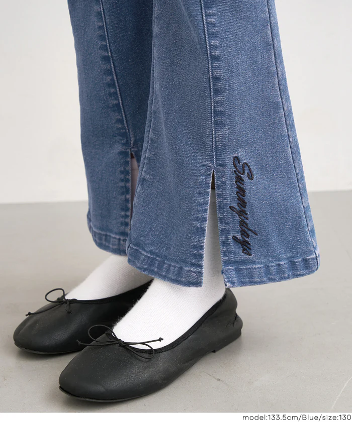 セール★2290円→1490円 デニム刺繍フレアパンツ キッズ メール便不可 - Image 7