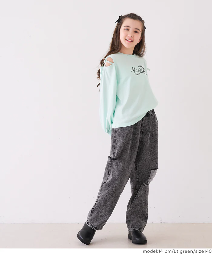 セール★1290円→550円 肩あきリボン長袖Tシャツ キッズ メール便不可 - Image 11