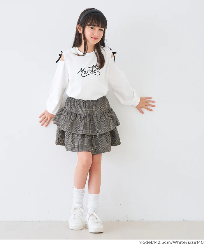 セール★1290円→550円 肩あきリボン長袖Tシャツ キッズ メール便不可 - Image 2