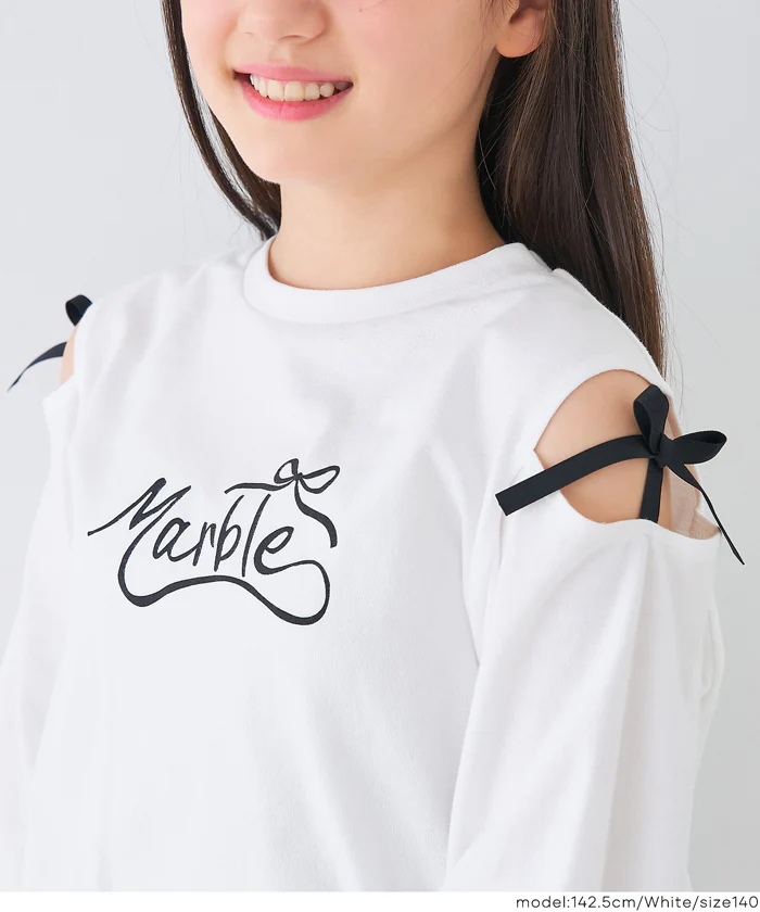 セール★1290円→550円 肩あきリボン長袖Tシャツ キッズ メール便不可 - Image 5