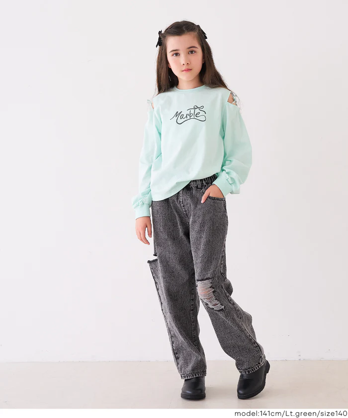 セール★1290円→550円 肩あきリボン長袖Tシャツ キッズ メール便不可 - Image 8