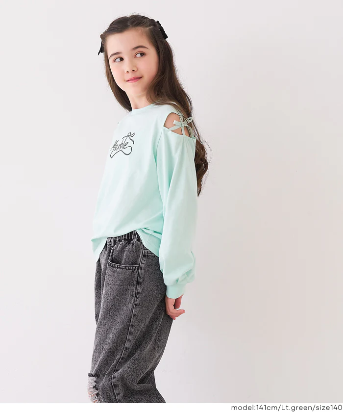 セール★1290円→550円 肩あきリボン長袖Tシャツ キッズ メール便不可 - Image 9