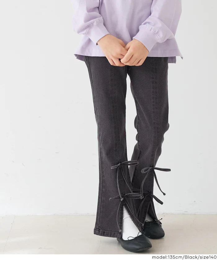 デニムリボンセミフレアパンツ キッズ メール便不可 - Image 11