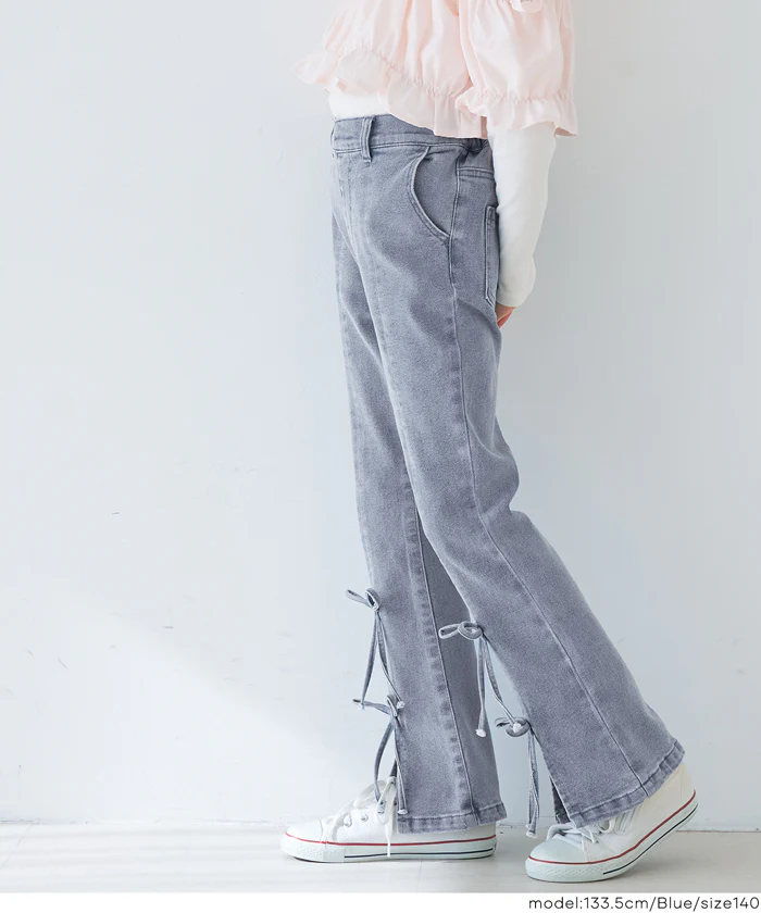 デニムリボンセミフレアパンツ キッズ メール便不可 - Image 3