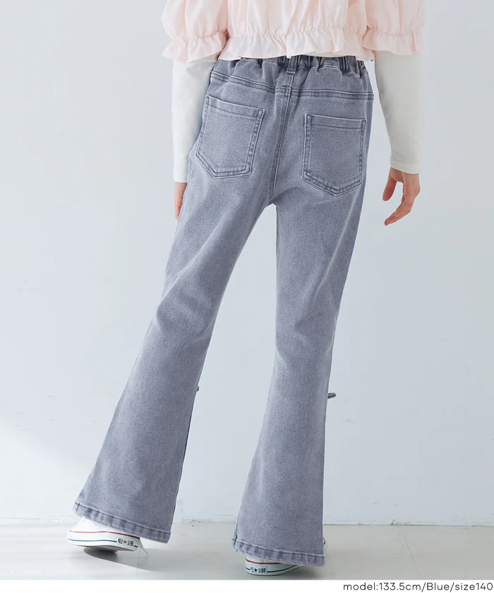 デニムリボンセミフレアパンツ キッズ メール便不可 - Image 4