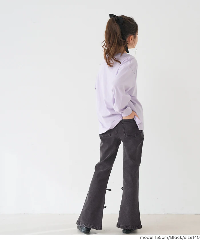 デニムリボンセミフレアパンツ キッズ メール便不可 - Image 9