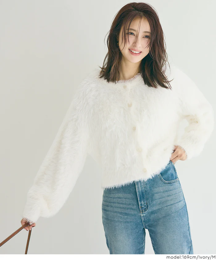 クルーネックシャギーニットカーディガン レディース メール便不可 - Image 10