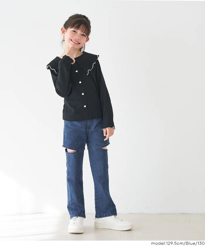 セール★1990円→1690円 デニムカットアウトパンツ キッズ メール便不可 - Image 2