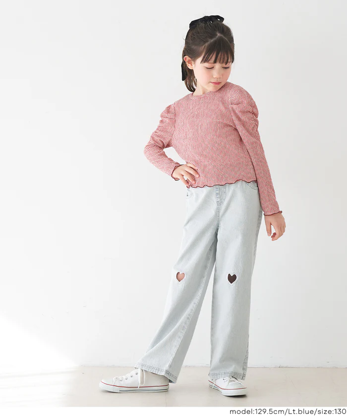 デニムハート刺繍パンツ キッズ メール便不可 - Image 2