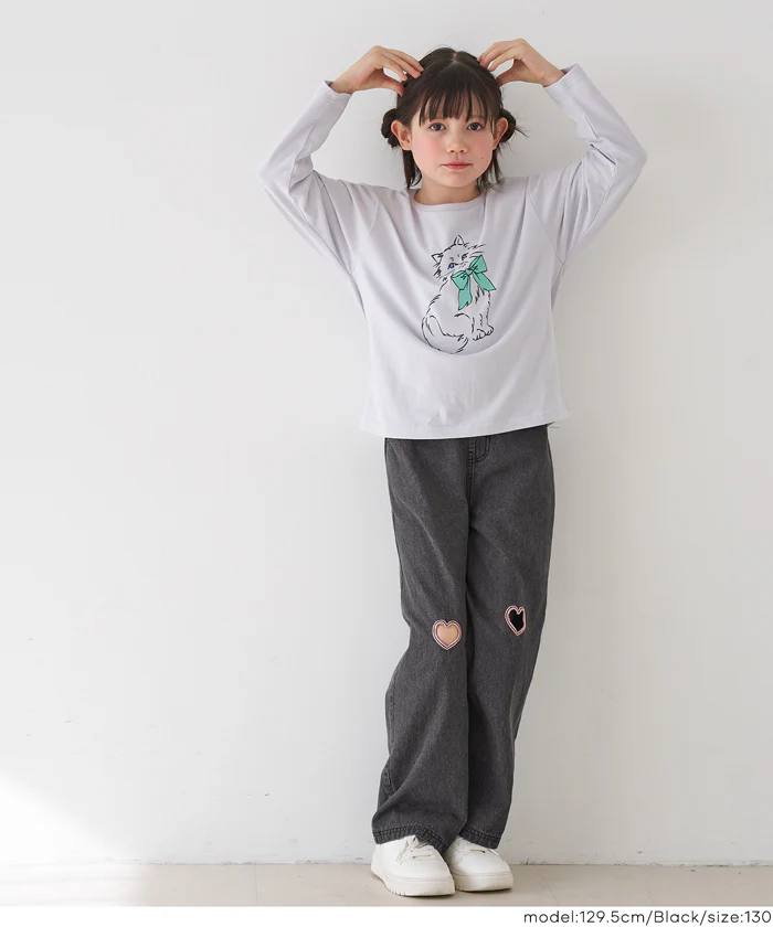 デニムハート刺繍パンツ キッズ メール便不可 - Image 8