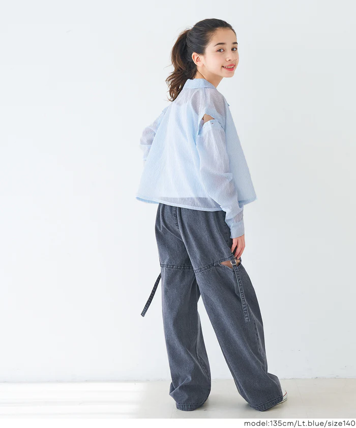 ボタン肩あきシアーシャツ キッズ メール便不可 - Image 3