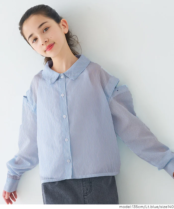 ボタン肩あきシアーシャツ キッズ メール便不可 - Image 4