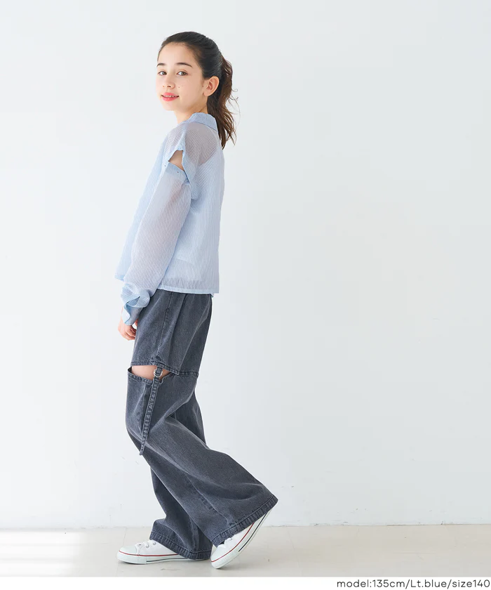 ボタン肩あきシアーシャツ キッズ メール便不可 - Image 6