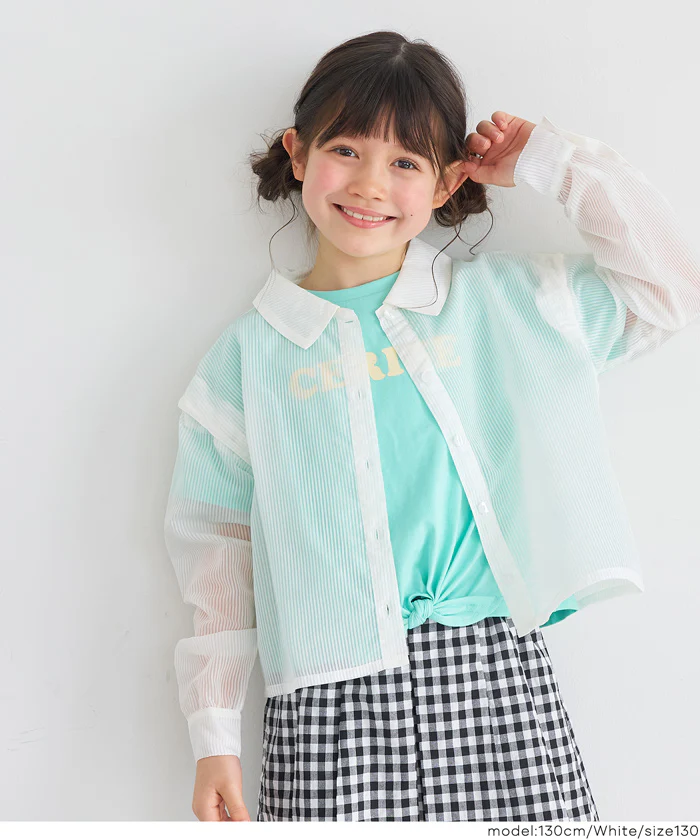 ボタン肩あきシアーシャツ キッズ メール便不可 - Image 8