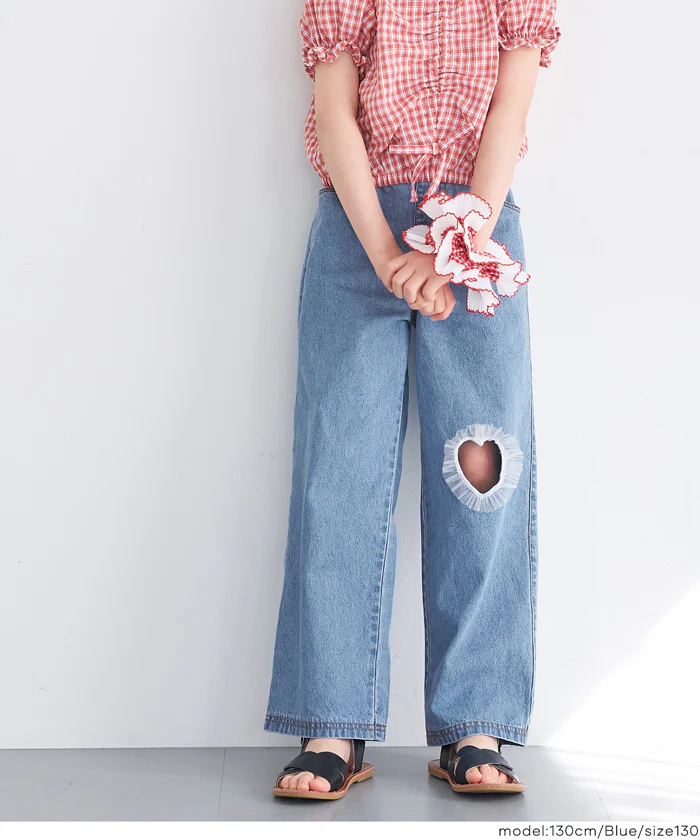 セール★2290円→1690円 デニムフリルハートパンツ キッズ メール便不可 - Image 5