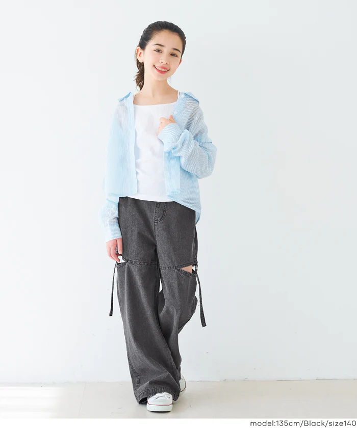 デニムベルトスリットパンツ キッズ メール便不可 - Image 2