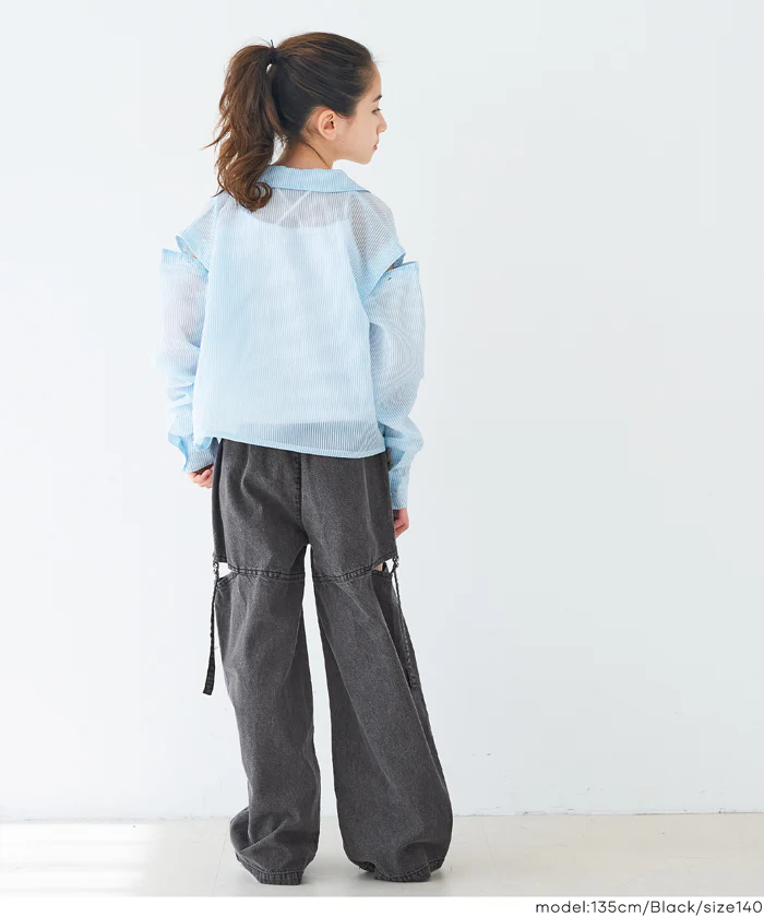デニムベルトスリットパンツ キッズ メール便不可 - Image 4