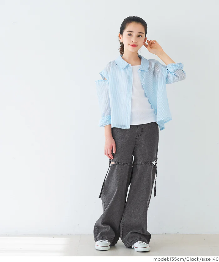 デニムベルトスリットパンツ キッズ メール便不可 - Image 5
