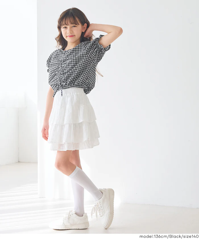 ギャザーチェックブラウス キッズ メール便不可 - Image 6
