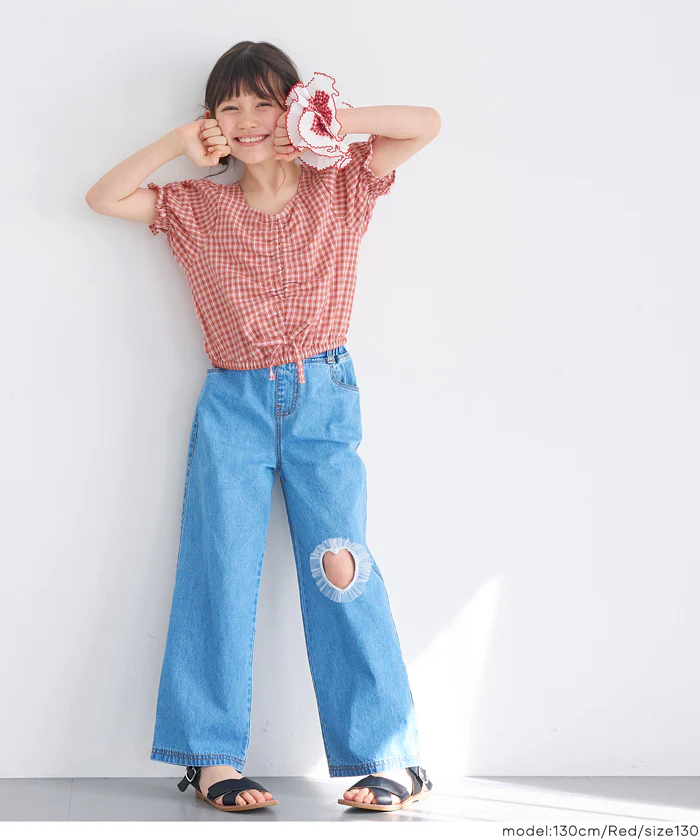 ギャザーチェックブラウス キッズ メール便不可 - Image 7