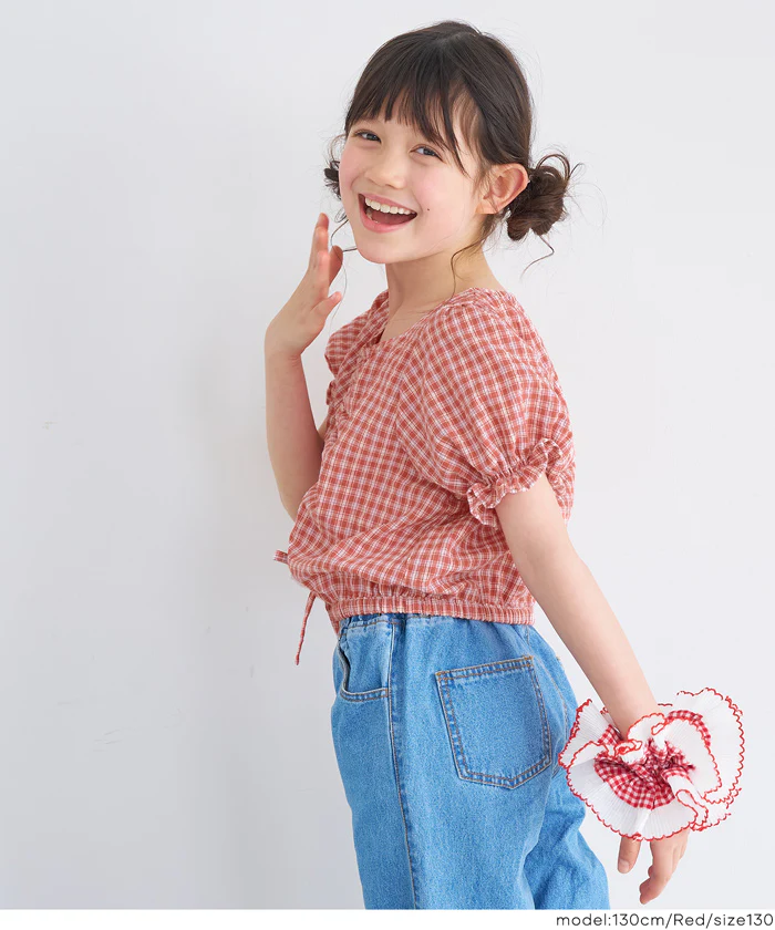 ギャザーチェックブラウス キッズ メール便不可 - Image 8