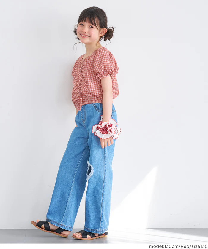 ギャザーチェックブラウス キッズ メール便不可 - Image 9
