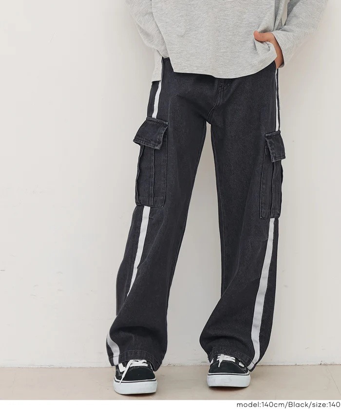 セール★2290円→1690円デニムラインカーゴパンツ キッズ メール便不可 - Image 9