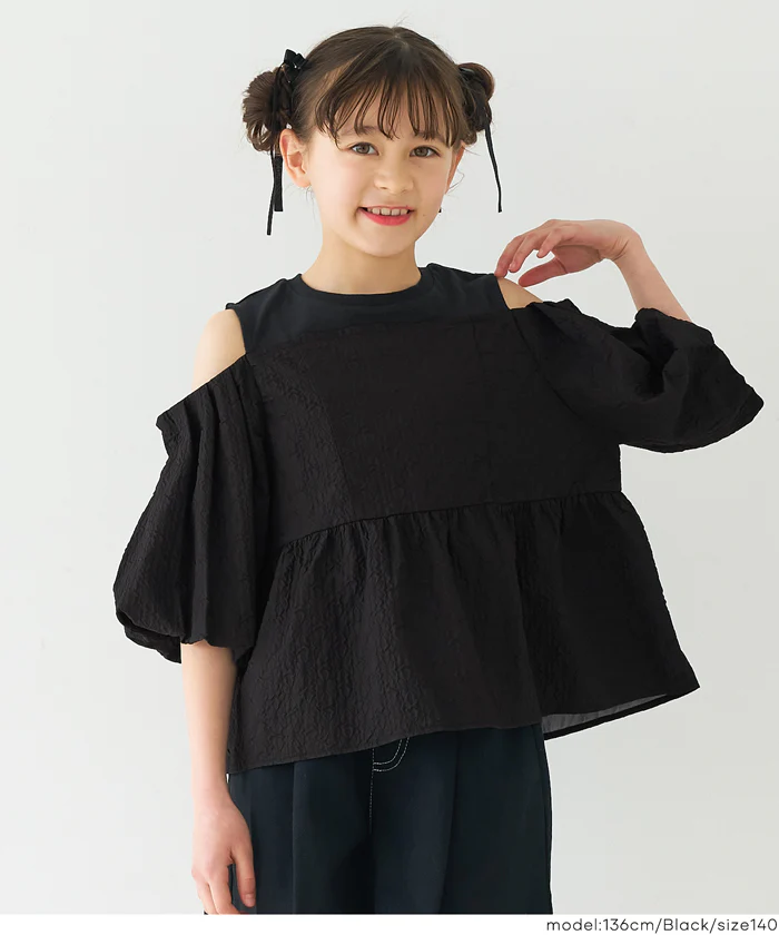 肩あきジャカードブラウス キッズ メール便不可 - Image 2