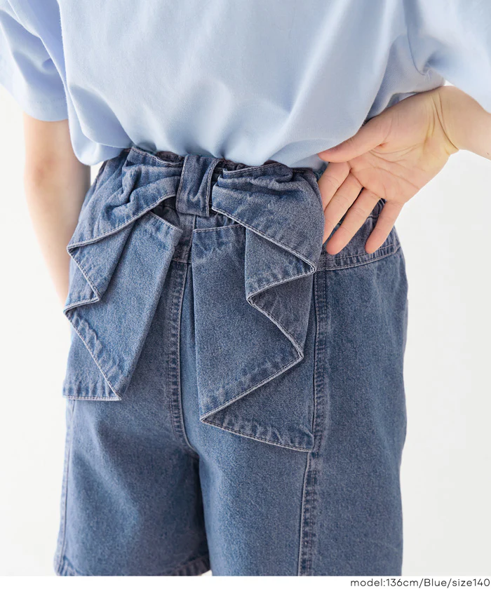 デニムバックリボンショートパンツ キッズ メール便不可 - Image 10
