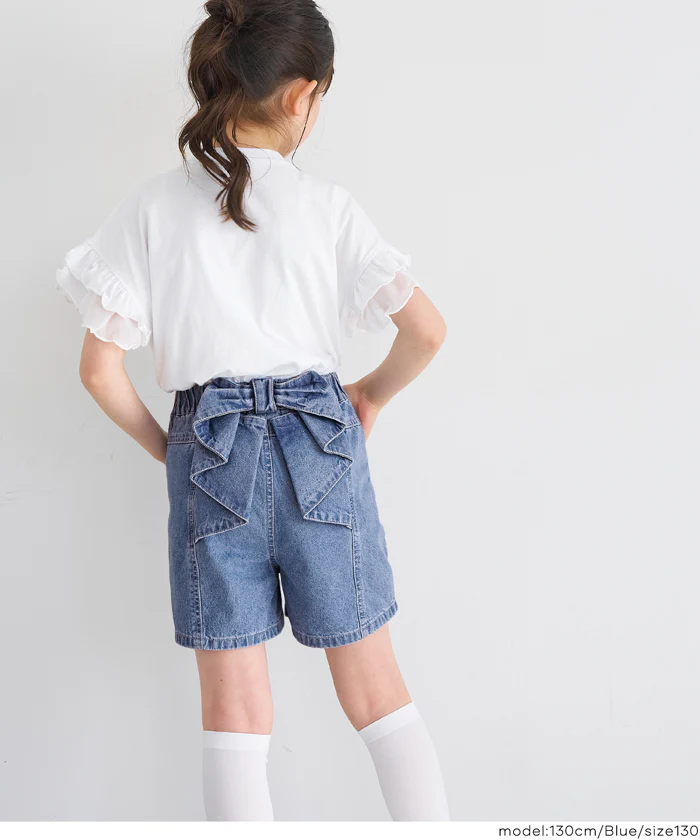 デニムバックリボンショートパンツ キッズ メール便不可 - Image 4