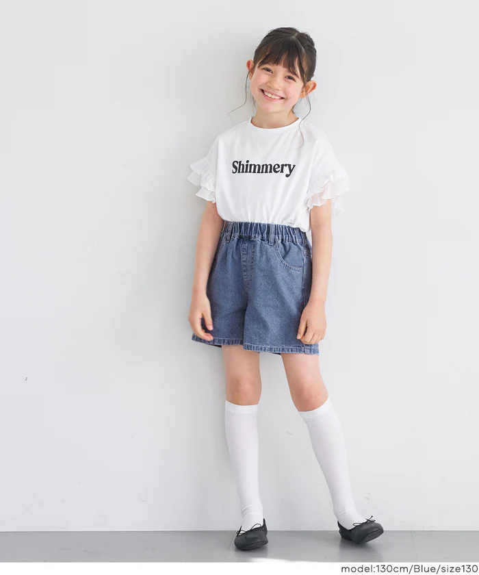 デニムバックリボンショートパンツ キッズ メール便不可 - Image 5