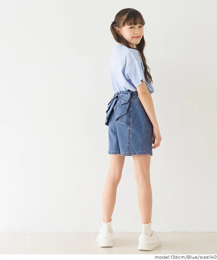 デニムバックリボンショートパンツ キッズ メール便不可 - Image 9