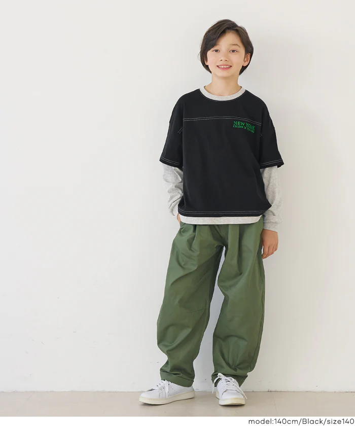 セール★1290円→990円レイヤード刺繍トップス キッズ メール便不可 - Image 2