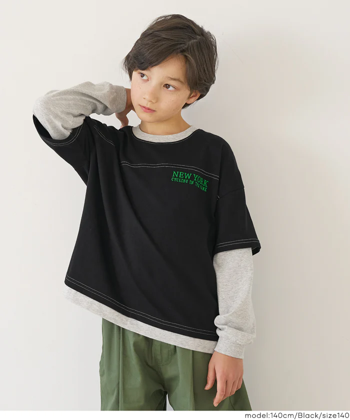 セール★1290円→990円レイヤード刺繍トップス キッズ メール便不可 - Image 6