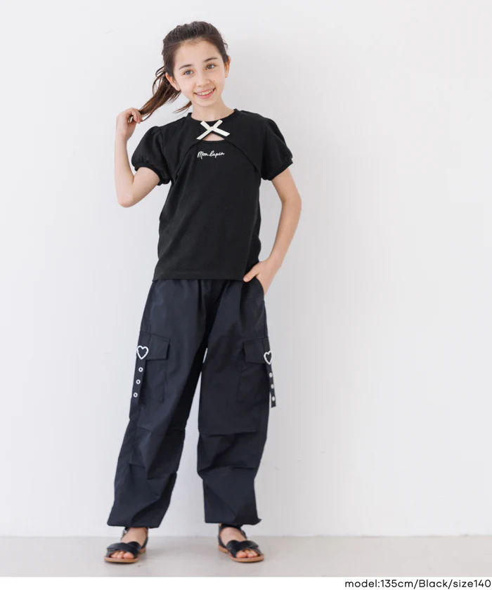 パフスリーブ刺繍Tシャツ キッズ メール便可 - Image 11
