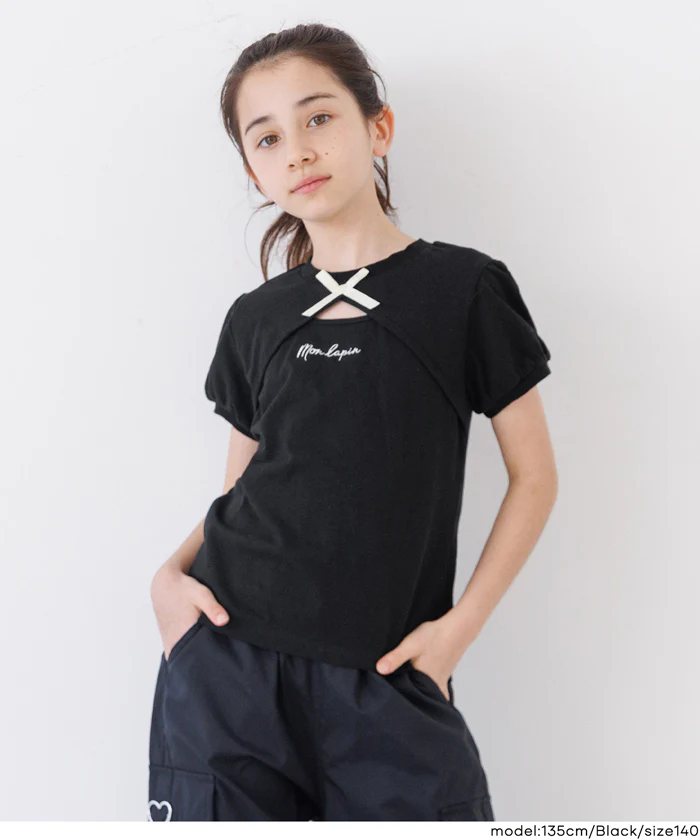 パフスリーブ刺繍Tシャツ キッズ メール便可 - Image 13