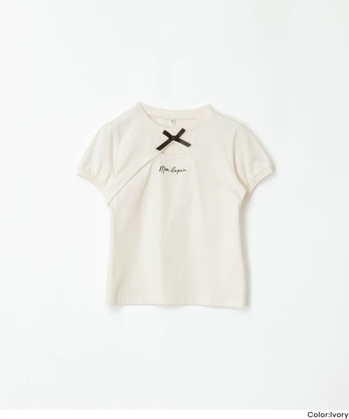 パフスリーブ刺繍Tシャツ キッズ メール便可 - Image 15