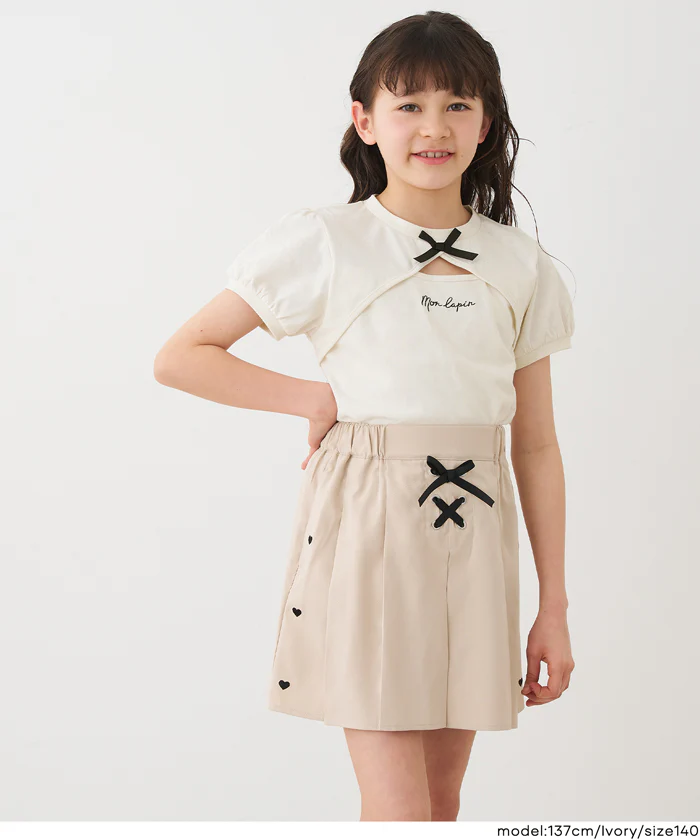 パフスリーブ刺繍Tシャツ キッズ メール便可 - Image 2