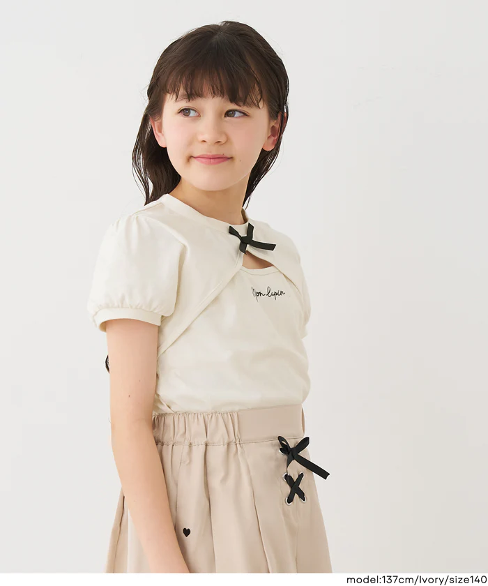 パフスリーブ刺繍Tシャツ キッズ メール便可 - Image 3
