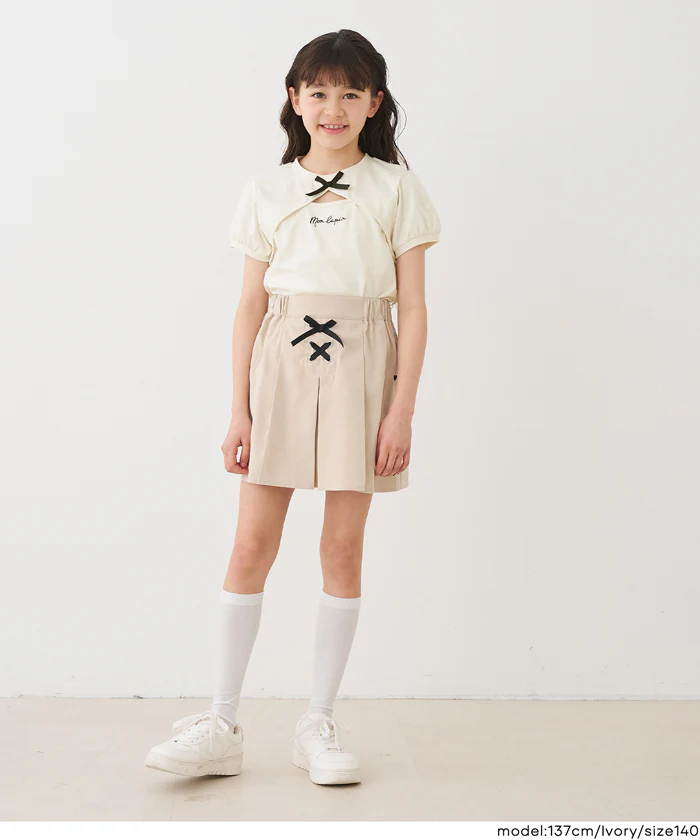 パフスリーブ刺繍Tシャツ キッズ メール便可 - Image 5