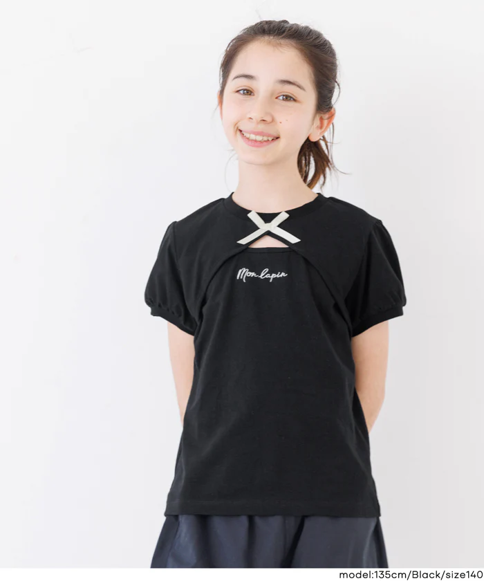 パフスリーブ刺繍Tシャツ キッズ メール便可 - Image 8