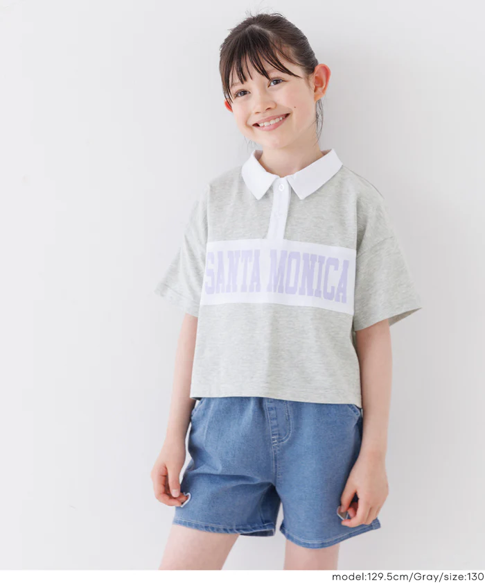 配色ポロカラートップス キッズ メール便不可 - Image 2