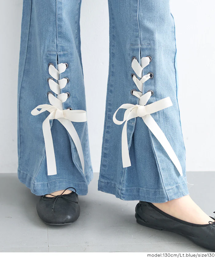 デニムレースアップリボンパンツ キッズ メール便不可 - Image 12