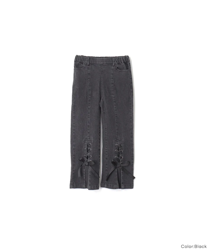 デニムレースアップリボンパンツ キッズ メール便不可 - Image 15