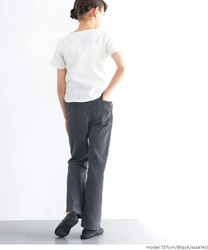 デニムレースアップリボンパンツ キッズ メール便不可 - Image 4