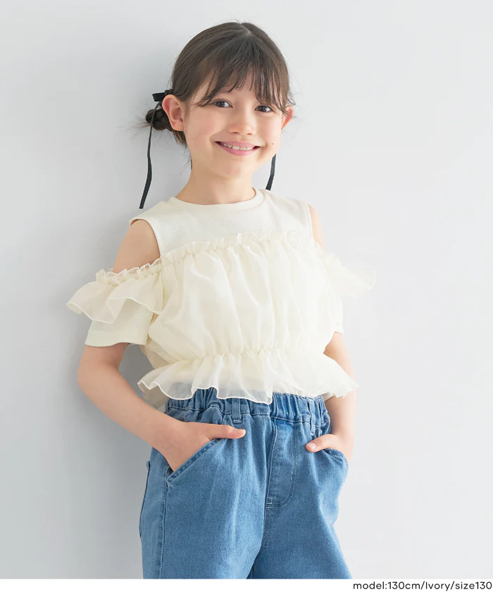 ドッキングリブ肩あきトップス キッズ メール便不可 - Image 3