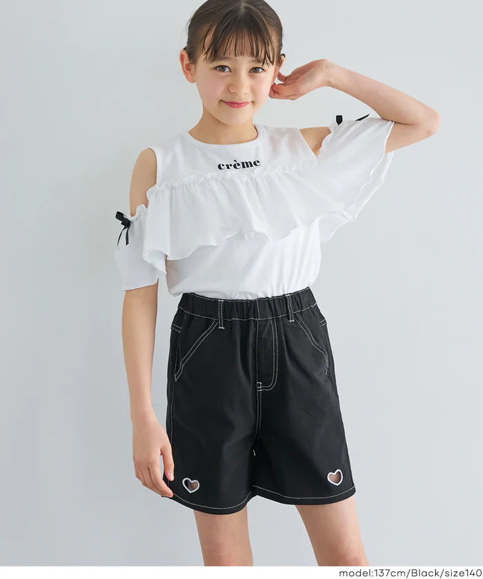 ハート刺繍ショートパンツ キッズ メール便不可 - Image 10