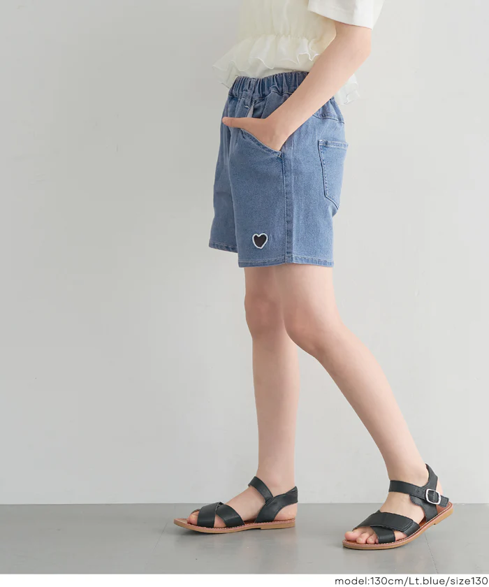 ハート刺繍ショートパンツ キッズ メール便不可 - Image 3