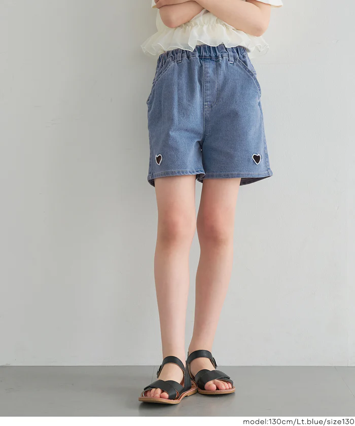 ハート刺繍ショートパンツ キッズ メール便不可 - Image 5