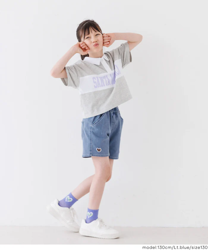 ハート刺繍ショートパンツ キッズ メール便不可 - Image 6